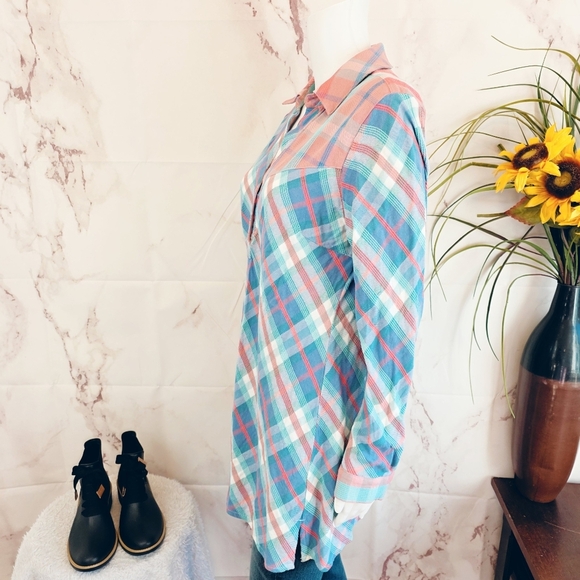 Soft Surroundings Colorful Plaid Button-Up Shirt - Picture 3 of 5